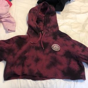 Vans cropped hoodie, maroon/navy tyedye